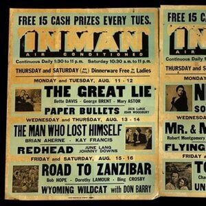 5 Vintage Inman Theatre Movie Placards 1940s Film Advertising Posters